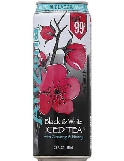 Arizona Black & White Iced Tea w Ginseng & Honey 680mL