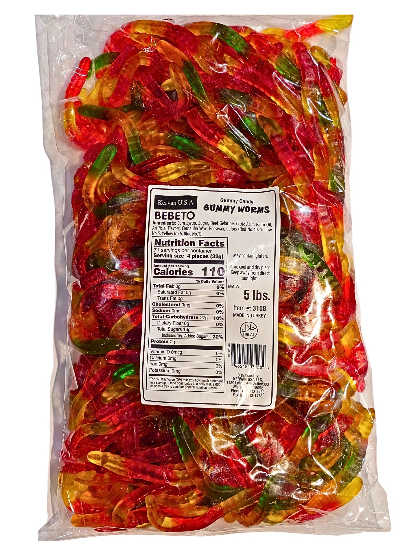 Bebeto (Kervan USA) Gummy Worms 5 lbs (2.26 kg)
