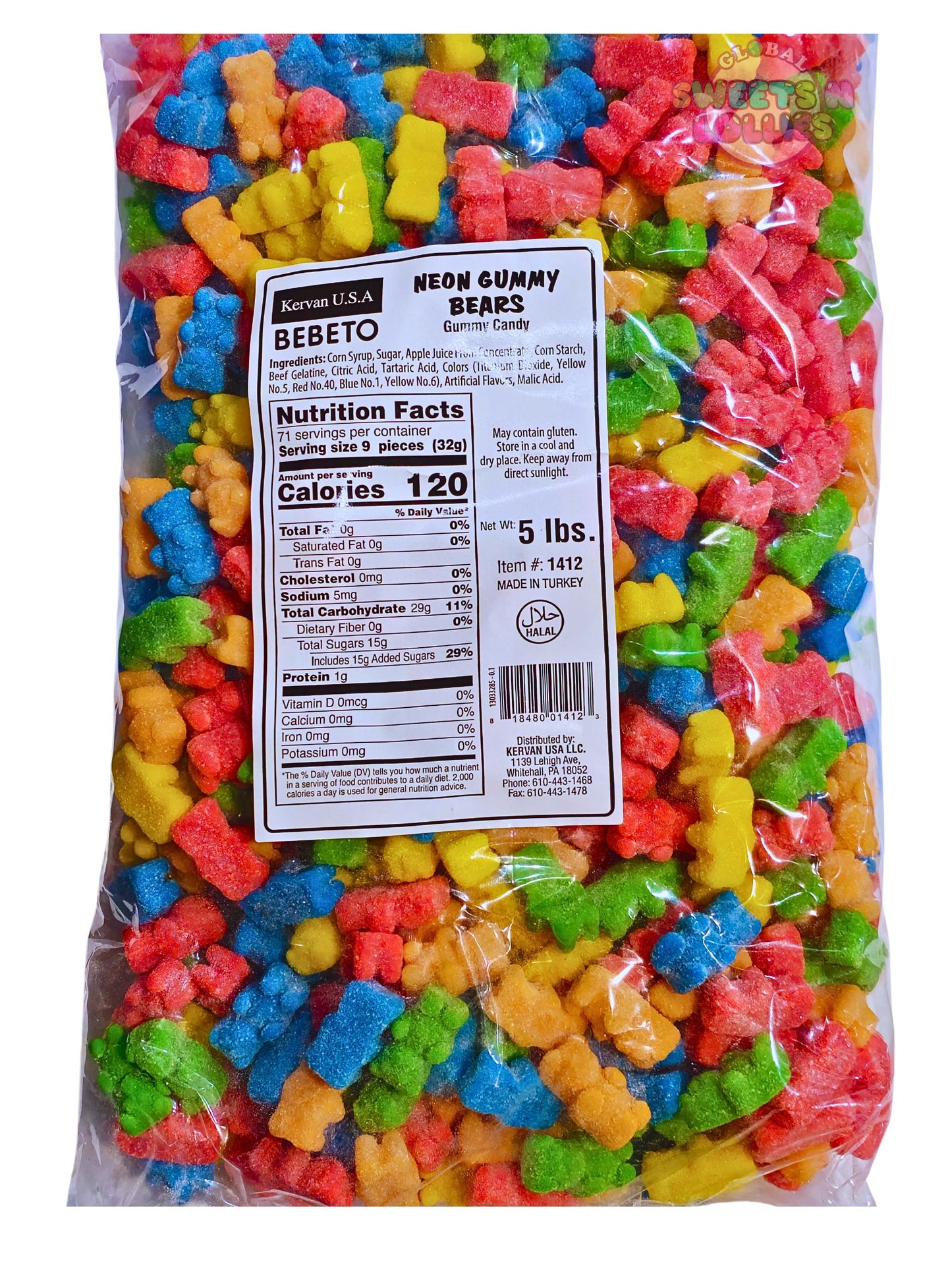 Bebeto Kervan Neon Gummy Bears 2.27kg