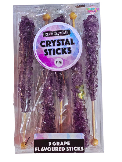 !Crystal Rock Candy Grape Sticks 5 Pack 110g