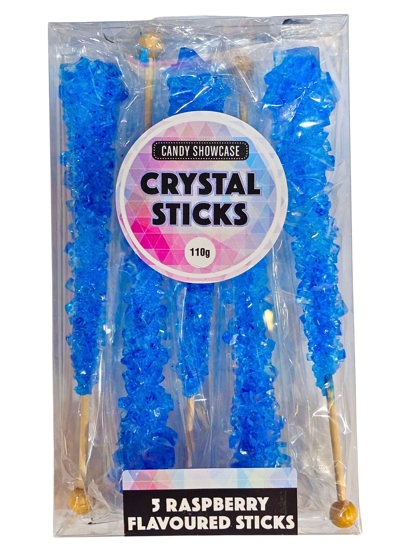Crystal Rock Candy Raspberry Sticks 5 pack 110g