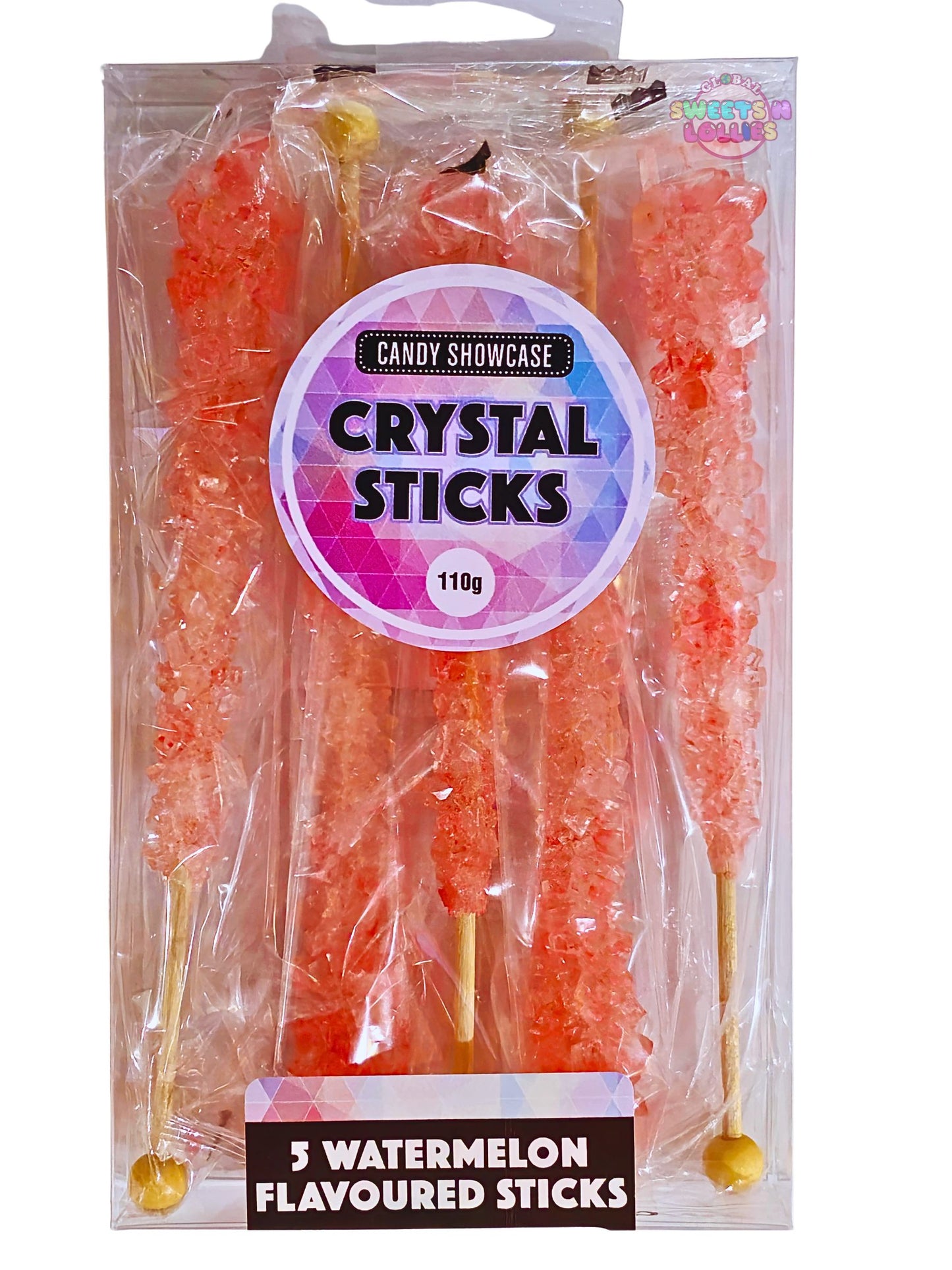Crystal Rock Candy Watermelon Sticks 5 pack 110g