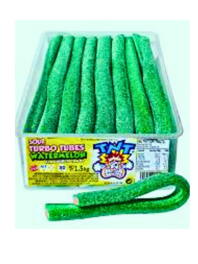 TNT Sour Turbo Tubes Watermelon 1.5kg 30pc