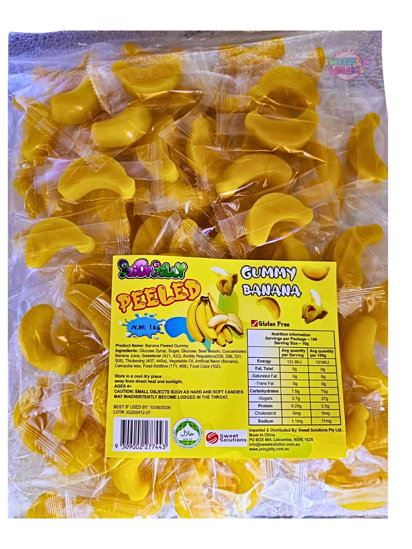 Juicy Jelly Peeled Gummy Banana 1 Kg