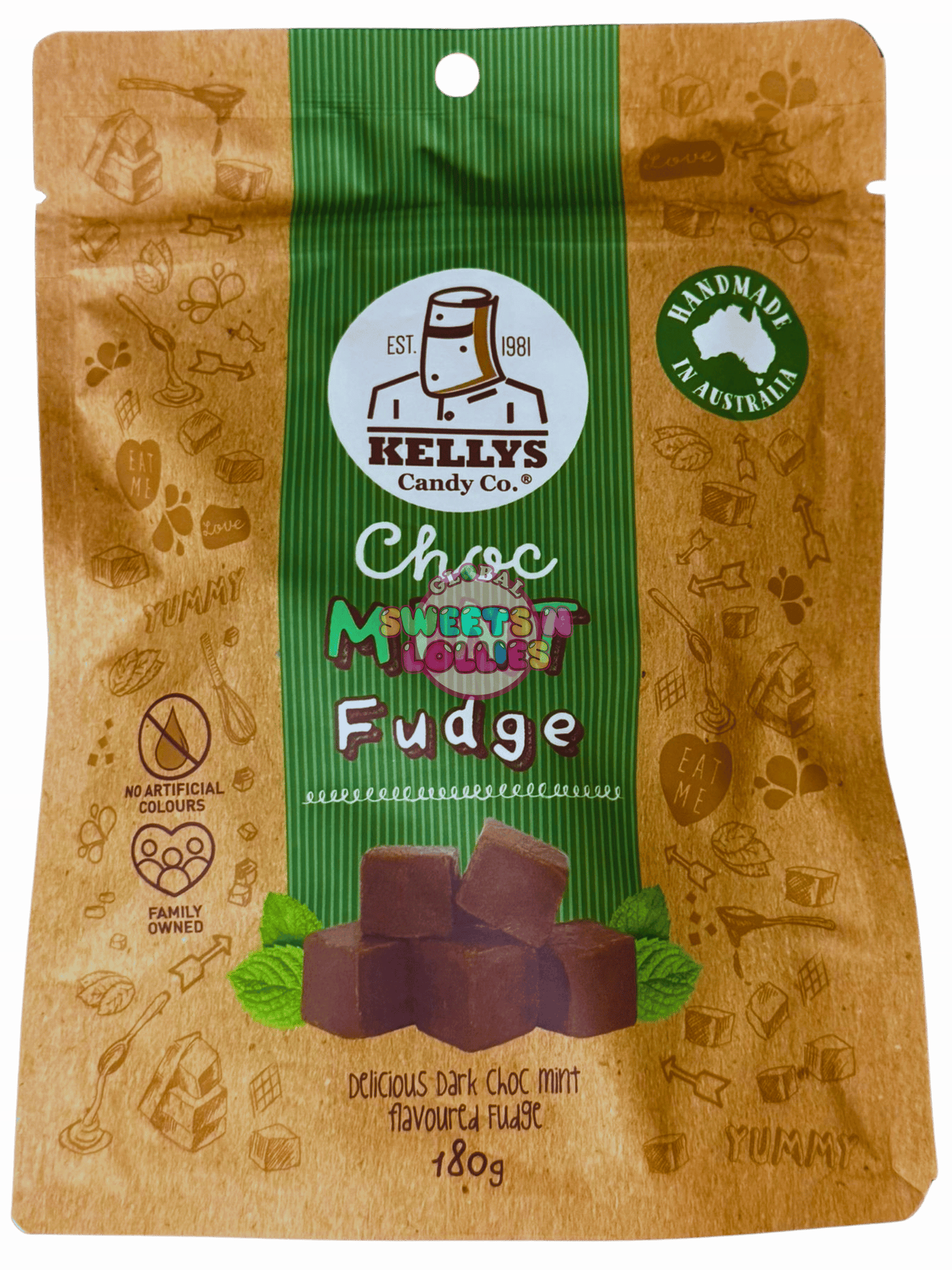 Kellys Choc Mint Fudge 180g