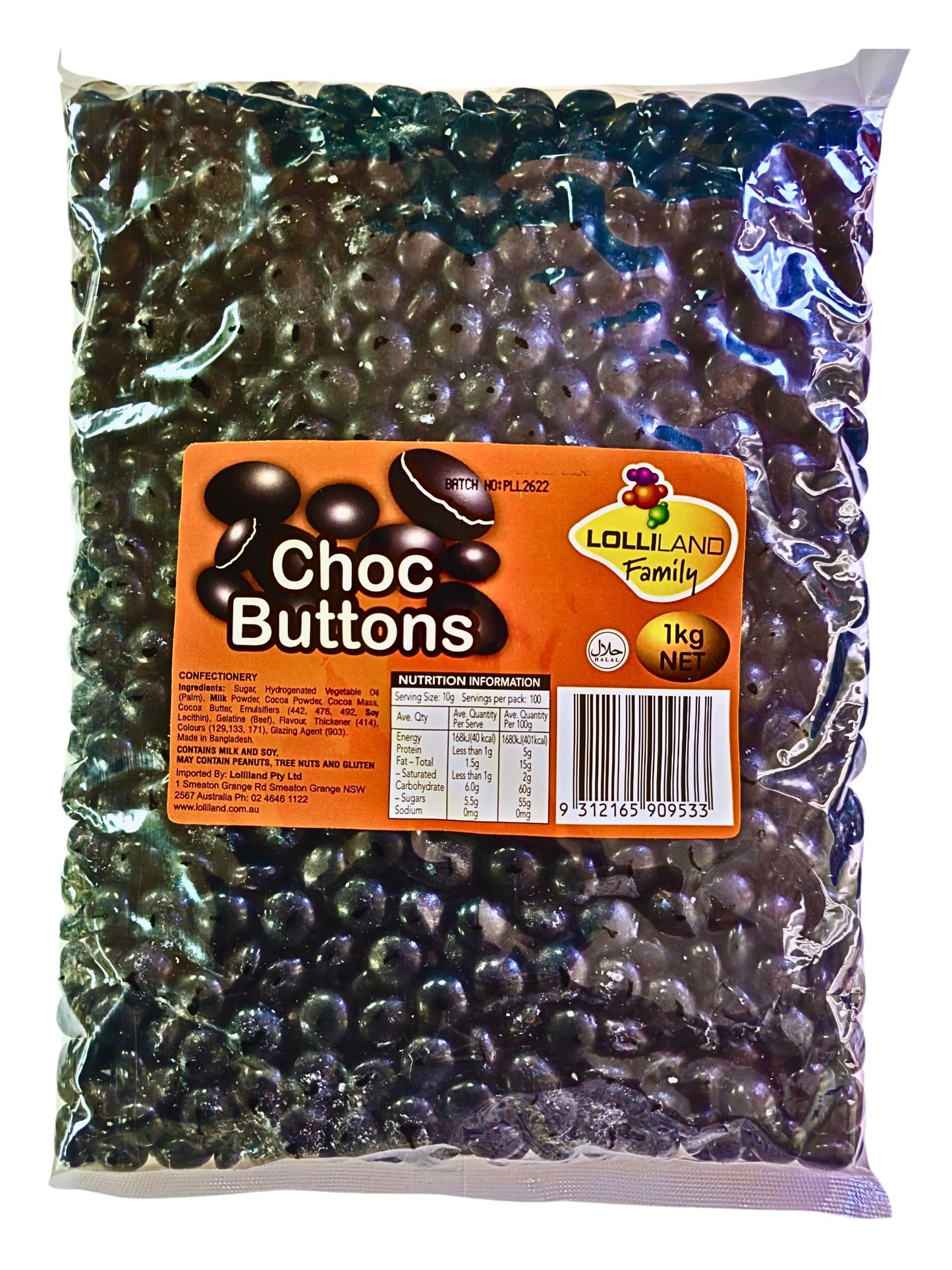 Lolliland Choc Buttons Black 1kg