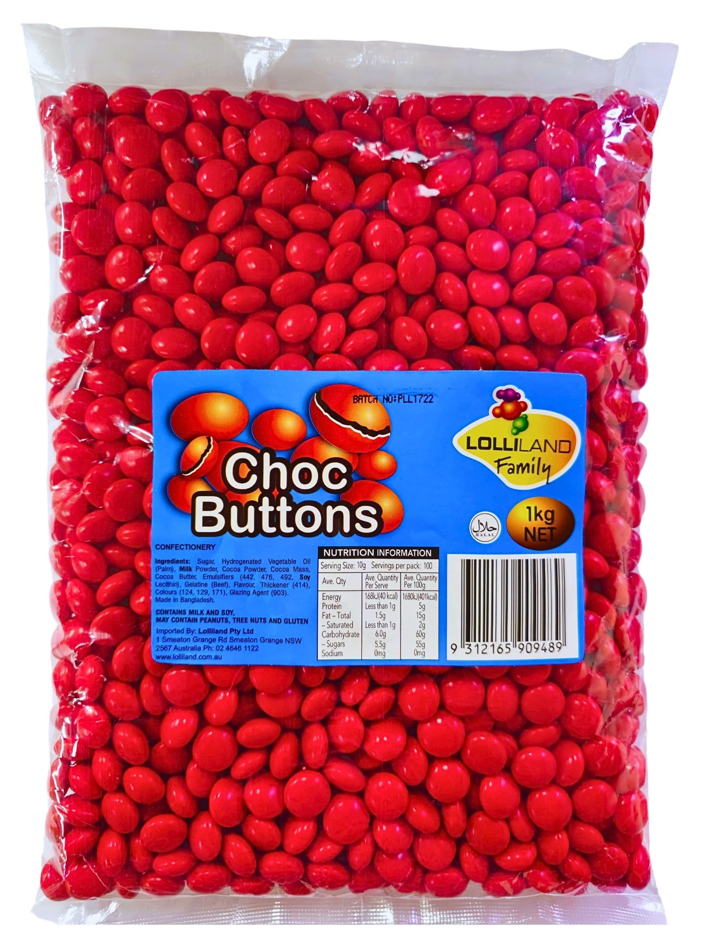 Lolliland Choc Buttons Red 1kg