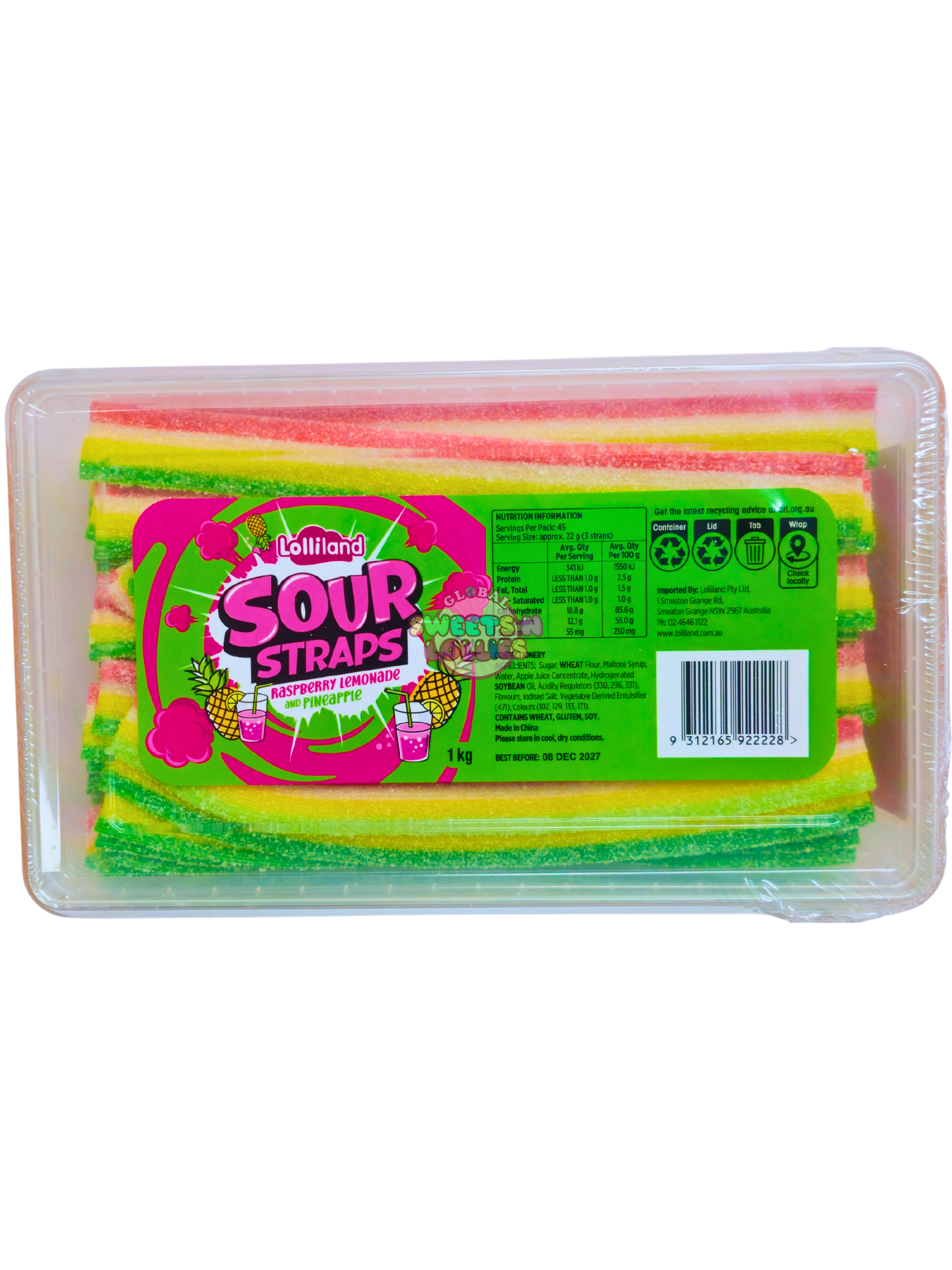Lolliland Sour Straps Raspberry, Lemonade & Pineapple 1kg
