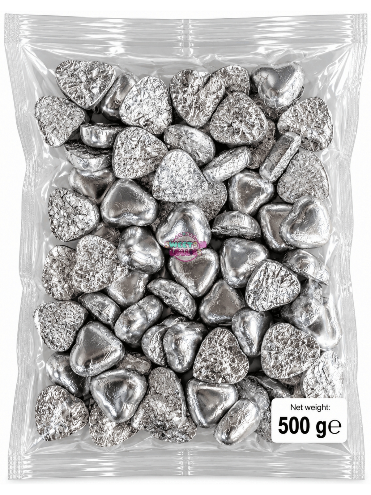 Lolliland Milk Chocolate Silver Hearts | 7gx72 500g