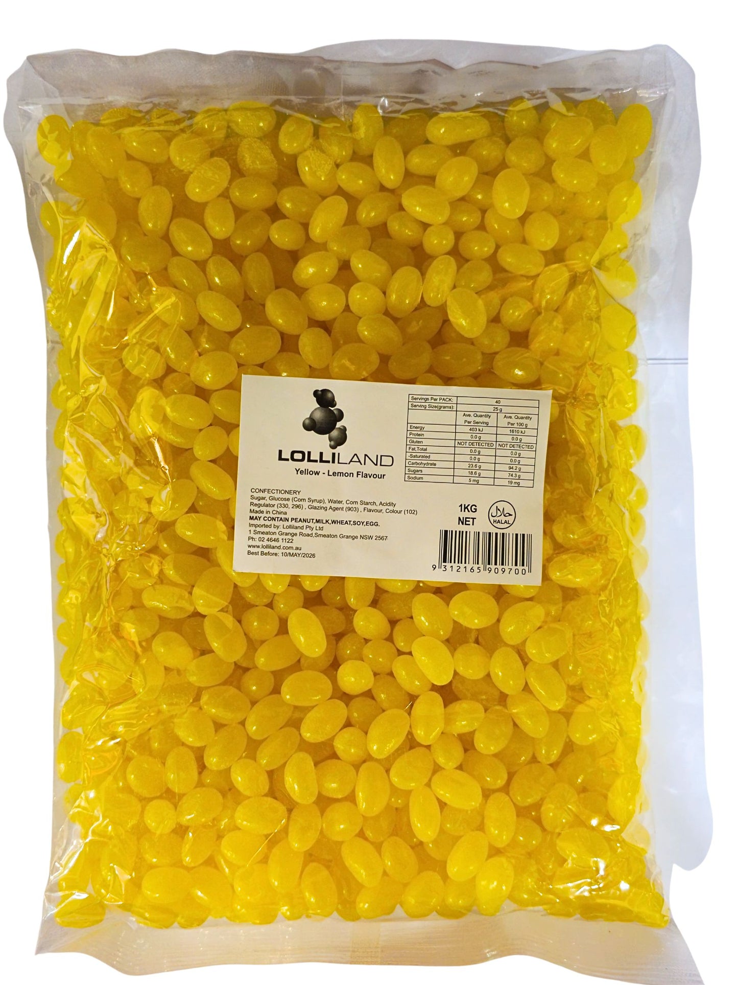 Lolliland Jellybeans Yellow Lemon 1kg