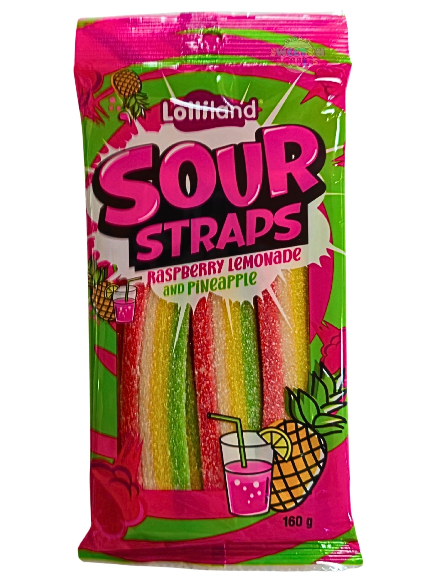 Lolliland Sour Straps Raspberry Lemonade & Pineapple 160g