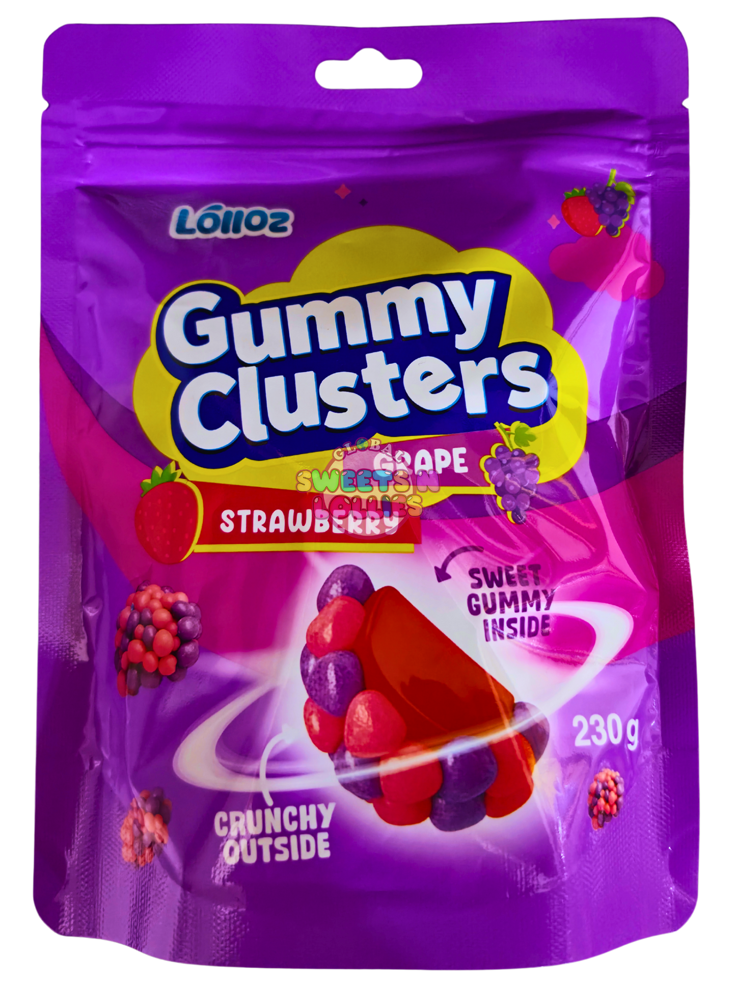Lolloz Gummy Clusters Grape & Strawberry 230g