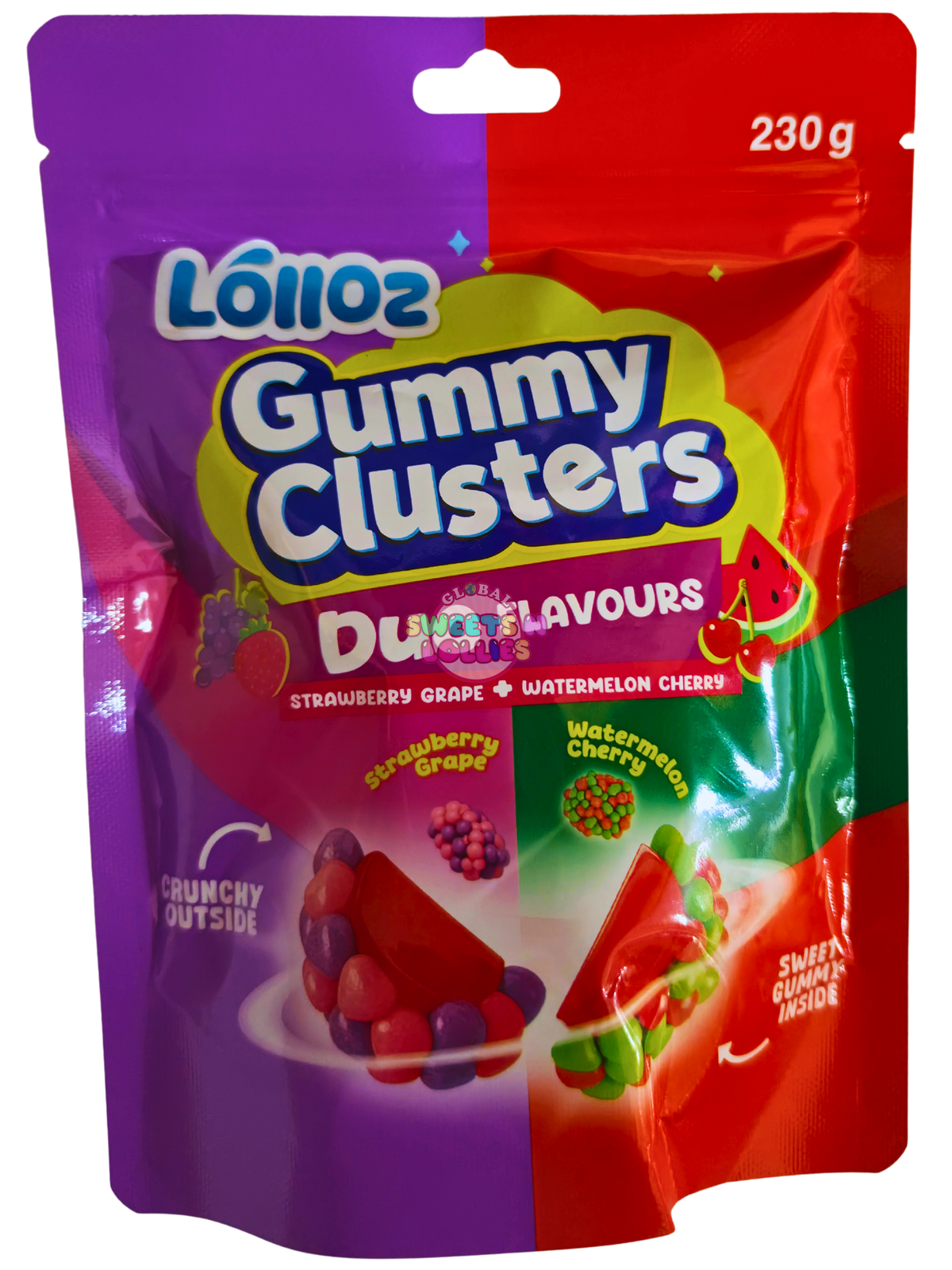 Lolloz Gummy Clusters Strawberry Grape & Watermelon Cherry | 230g