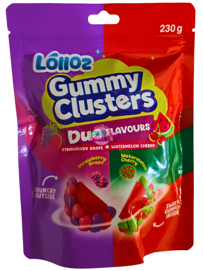 Lolloz Gummy Clusters Strawberry Grape & Watermelon Cherry | 230g