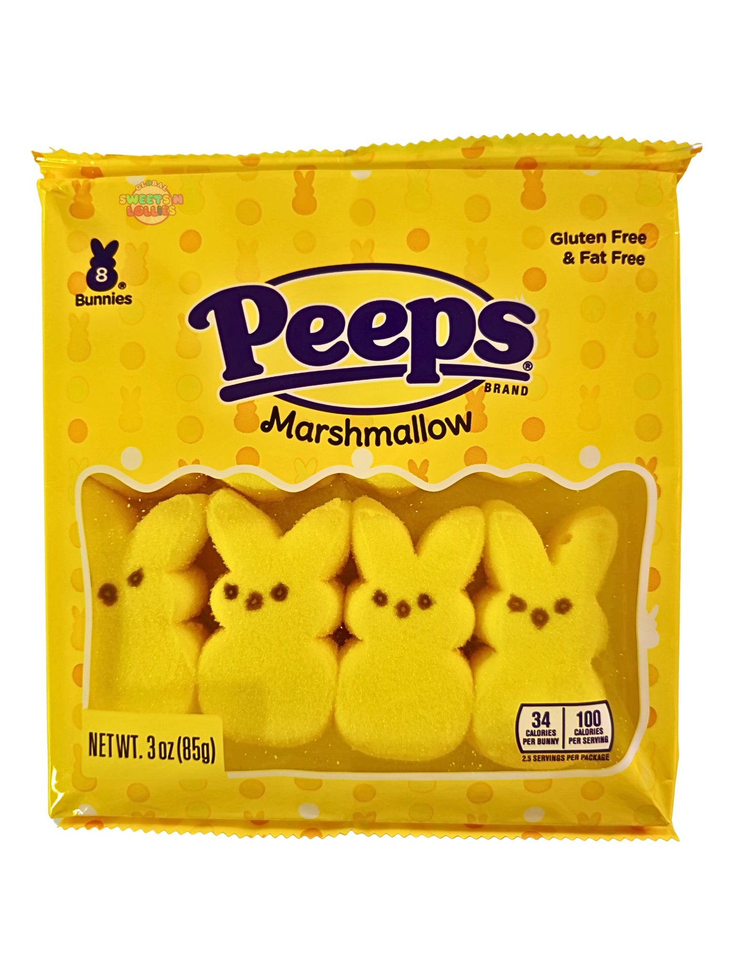 Peeps Marshmallow Bunnies Yellow 85g 8 pcs