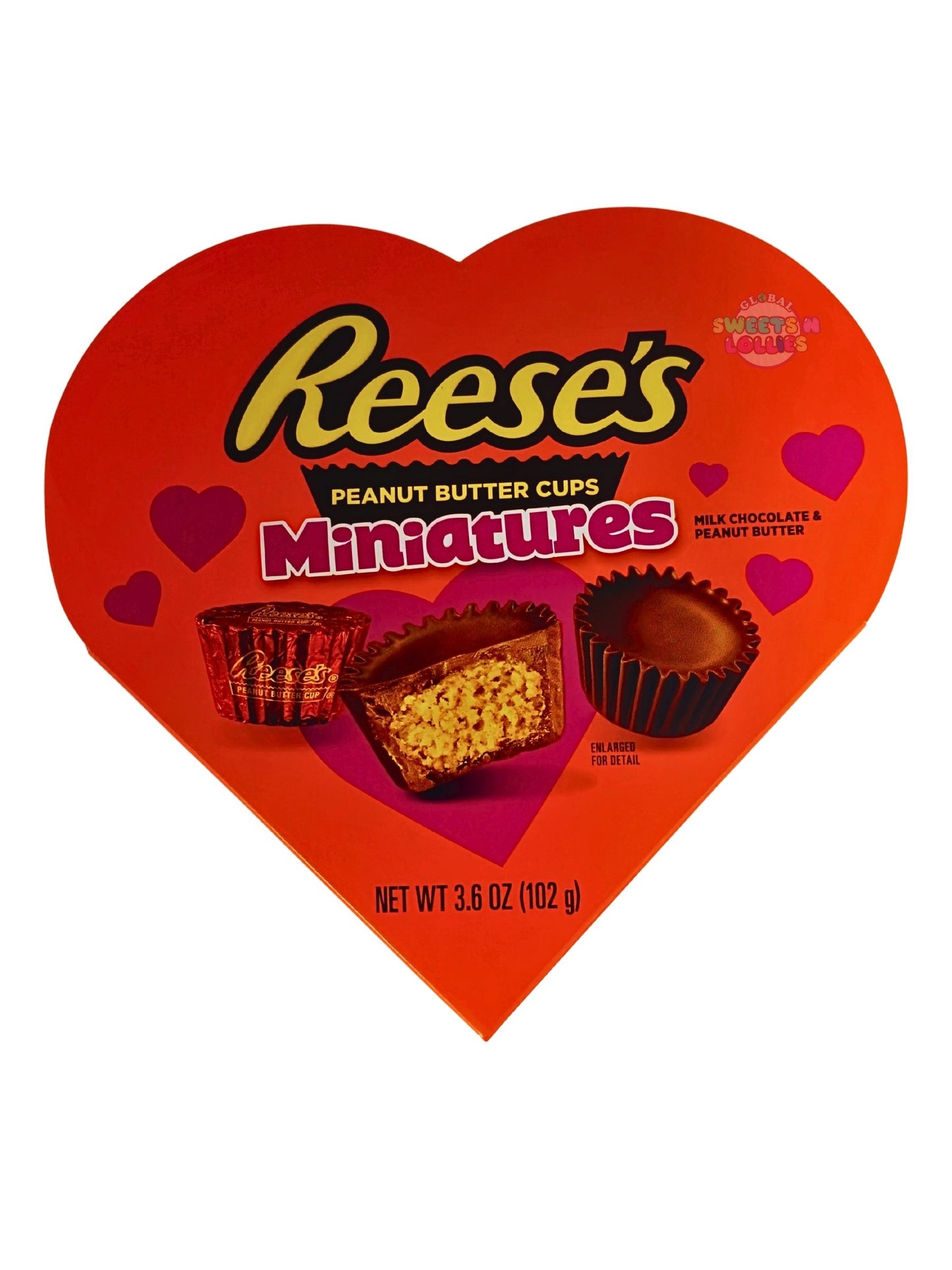 ! Reese's Miniatures Milk Choc & Peanut Butter Cups Heart Box 102g