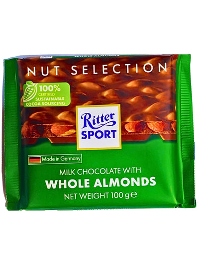 Ritter Sport Milk Chocolate w Whole Almonds 100g