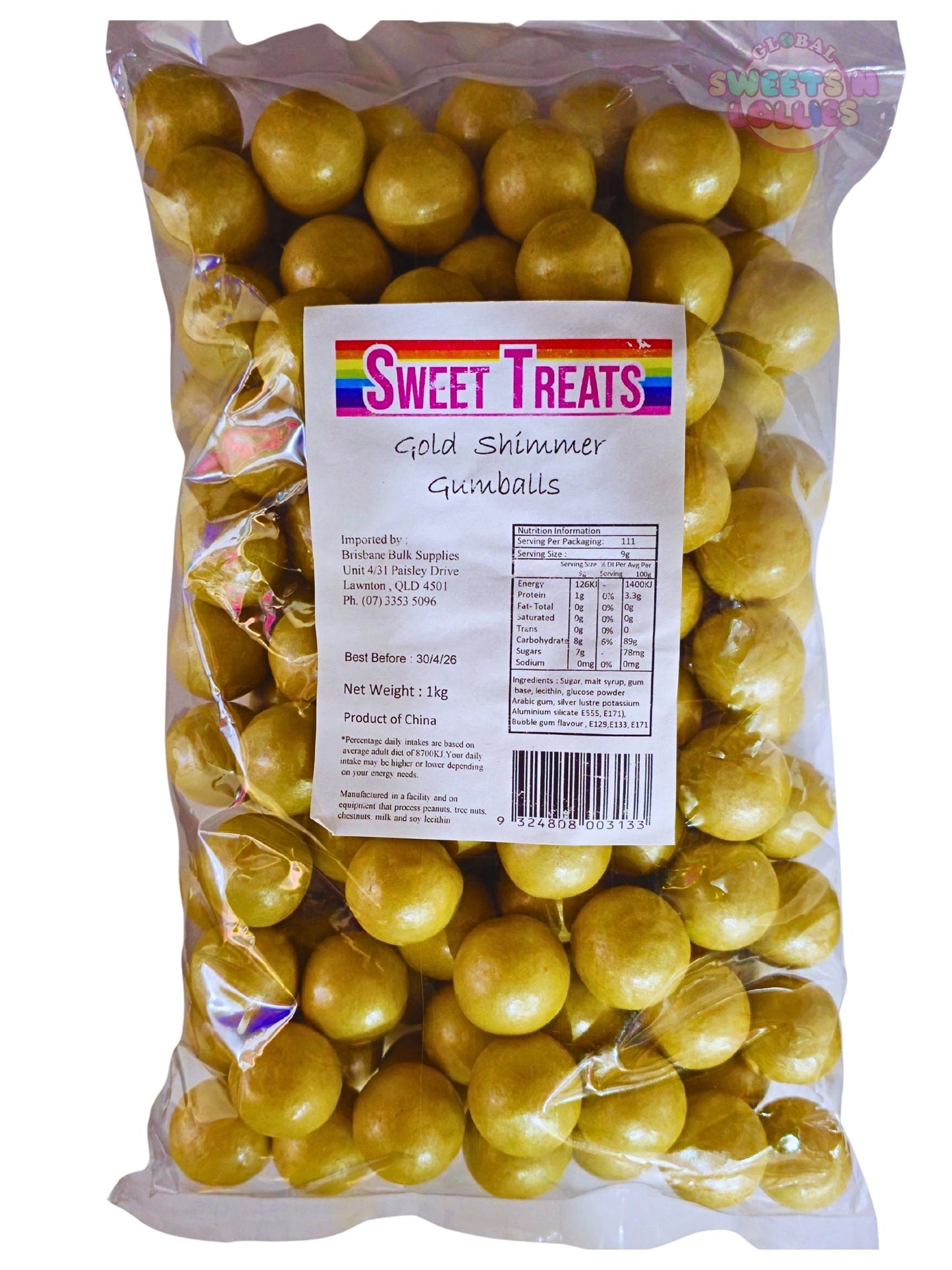 Sweet Treats Gold Shimmer Gumballs 1kg