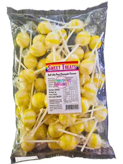Sweet Treats Ball Lollipops Pineapple 1kg