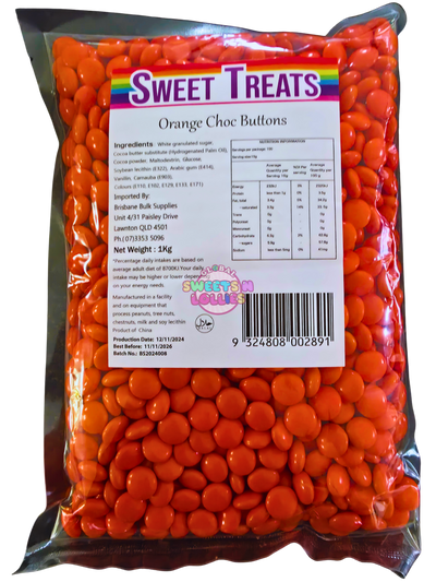 Sweet Treats Choc Buttons Orange 1kg