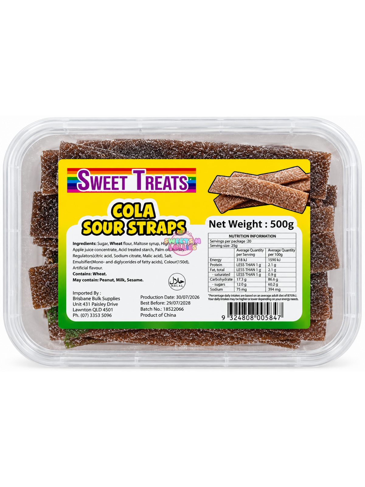 Sweet Treats Cola Sour Straps | 500g