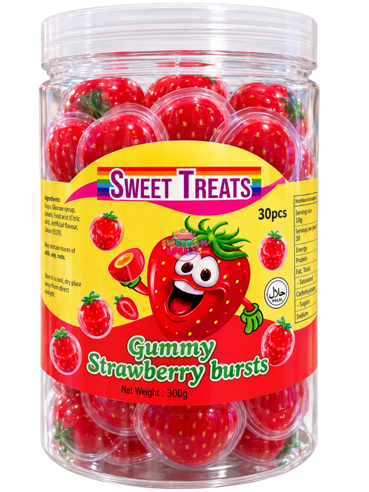 Sweet Treats Gummy Strawberry Bursts | 10gx30 300g