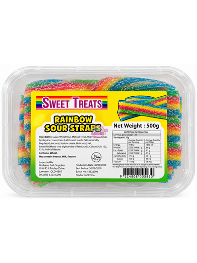 Sweet Treats Rainbow Sour Straps | 500g