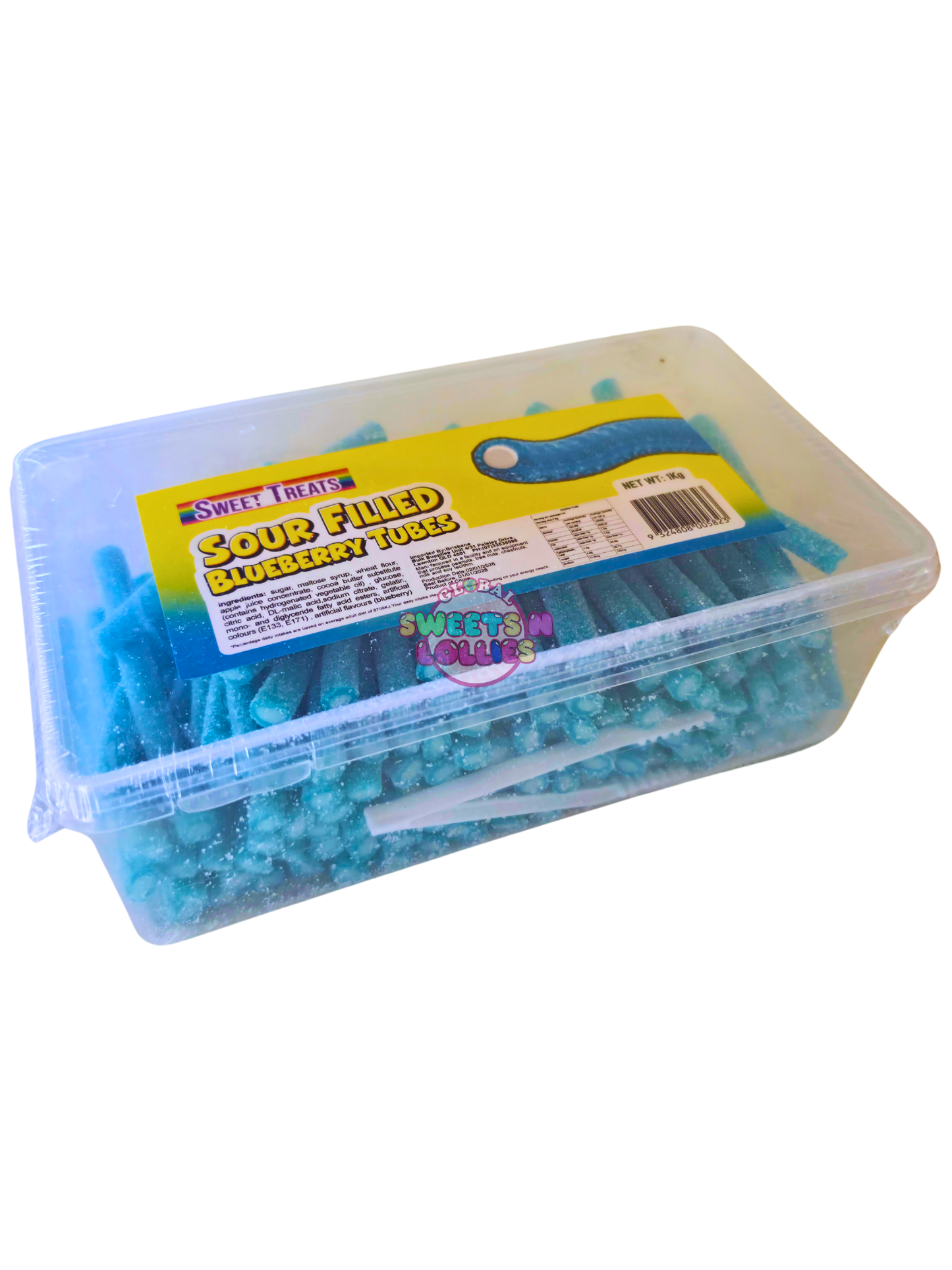 Sweet Treats Sour Filled Blueberry Tubes 1kg