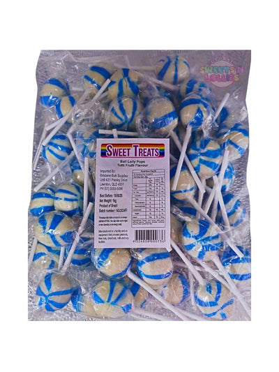 Sweet Treats Swirl Ball Lollipop Blue Tutti Fruitti 1 Kg