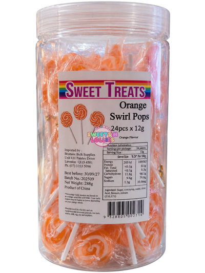 Sweet Treats Orange Swirl Pops | 12gx24 288g
