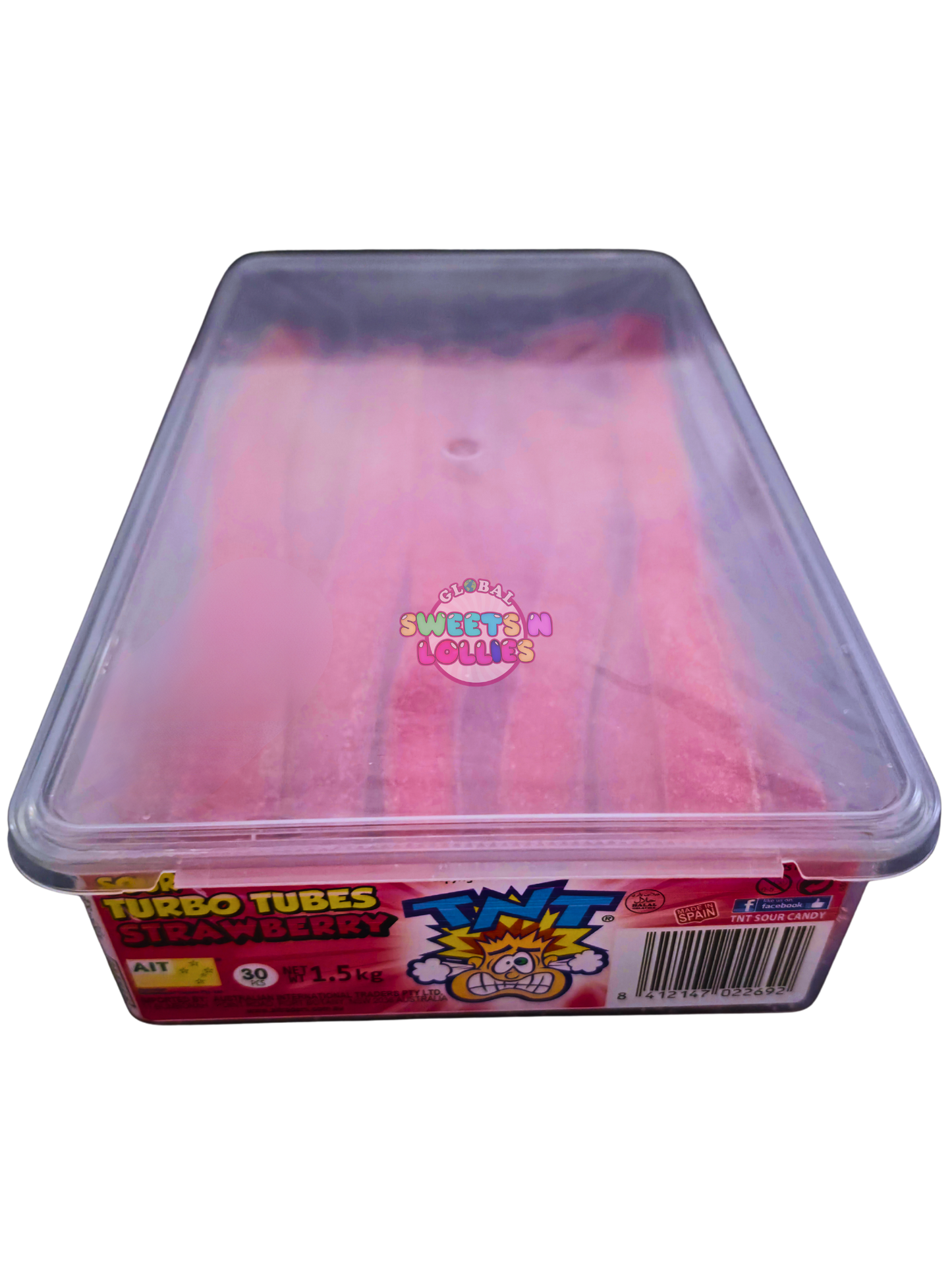 TNT Sour Turbo Tubes Strawberry 1.5kg 30pc