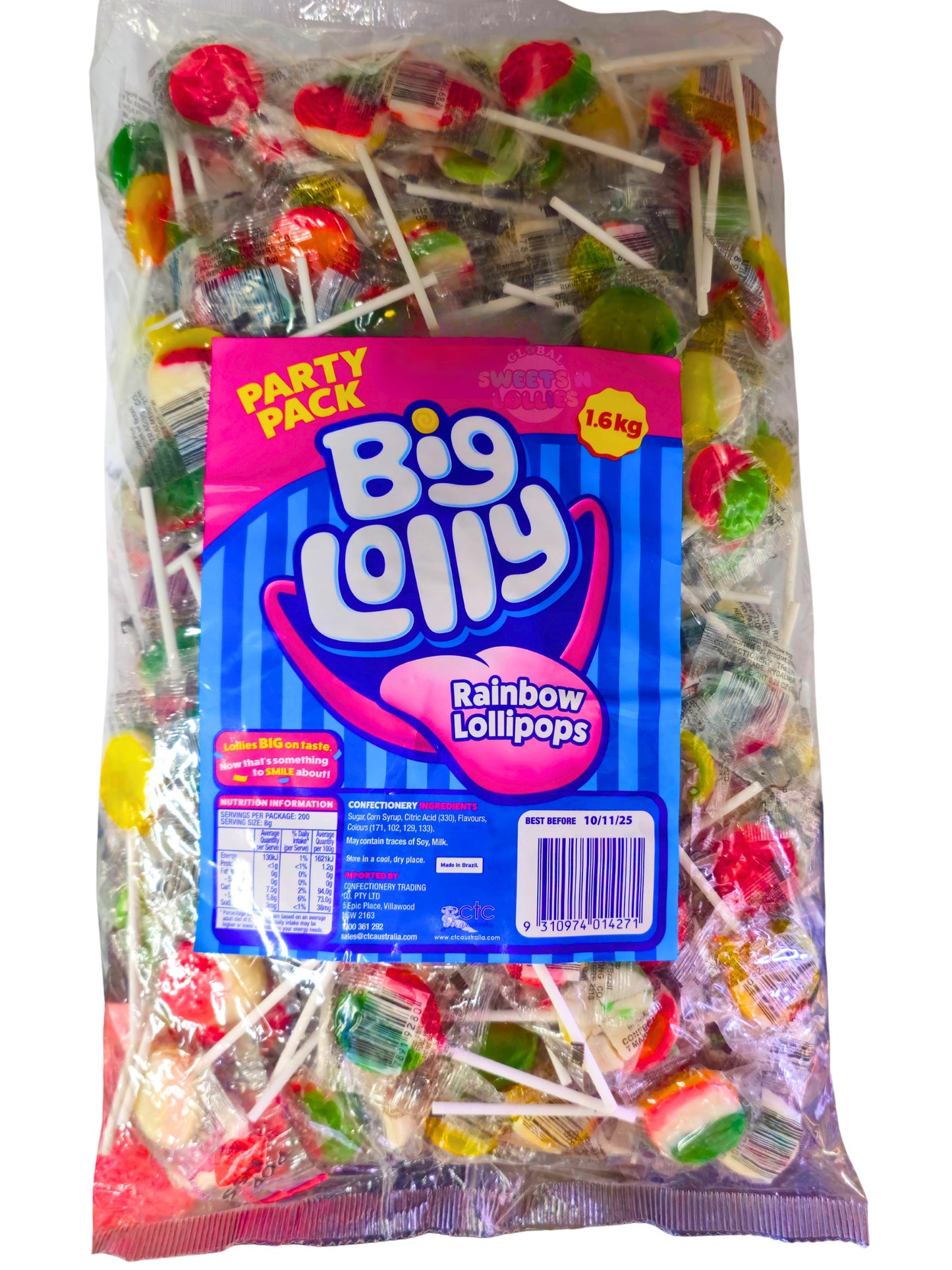 Big Lolly Rainbow Lollipops 1.6kg 200pc
