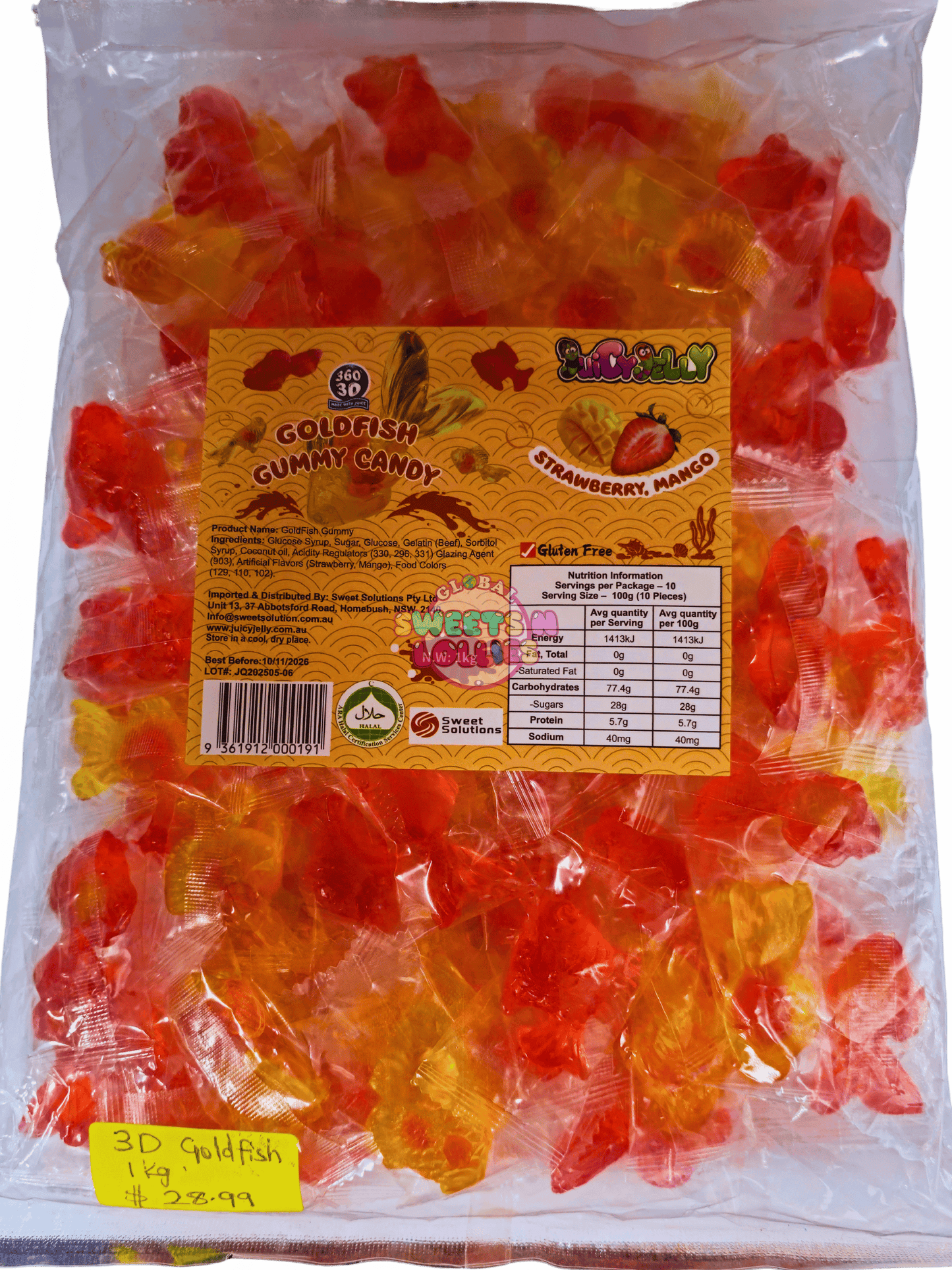 Juicy Jelly 3D Strawberry/Mango Goldfish Gummy 1kg