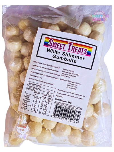 Sweet Treats White Shimmer Gumballs 1kg