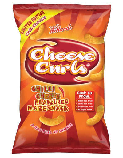 Willards Cheese Curls Chilli Cheese 150gm