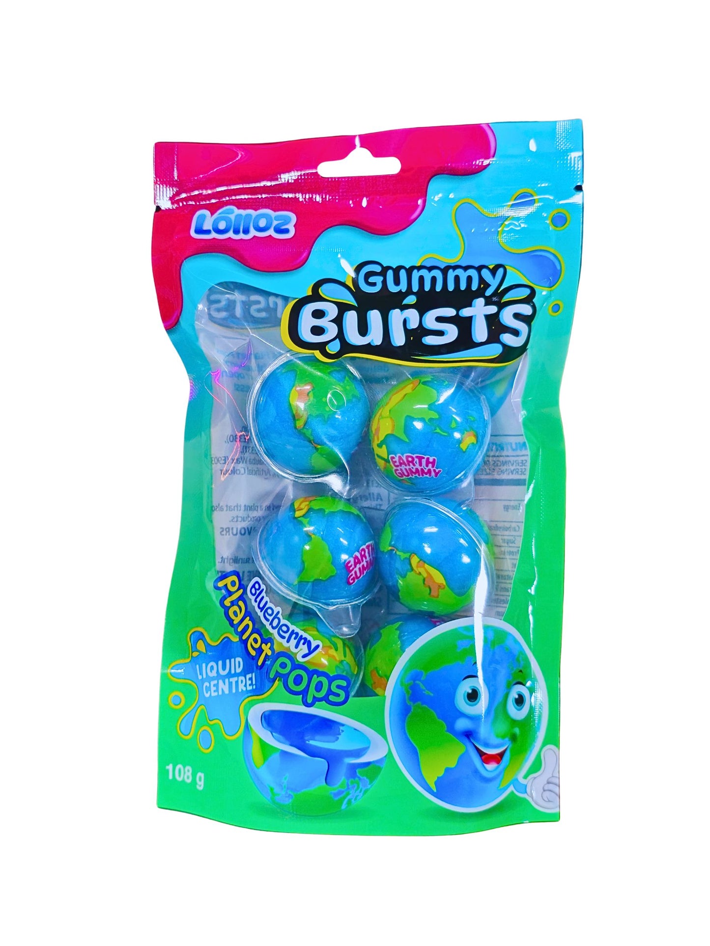 Lolloz Gummy Bursts Blueberry Planet Tops 108g