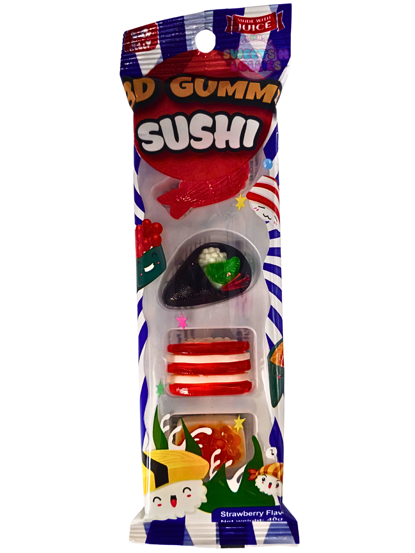 Juicy Jelly 3D Gummy Sushi  Strawberry Flavour 40g