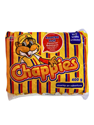Chappies Assorted Fruit Bubble Gum 400g 100pc