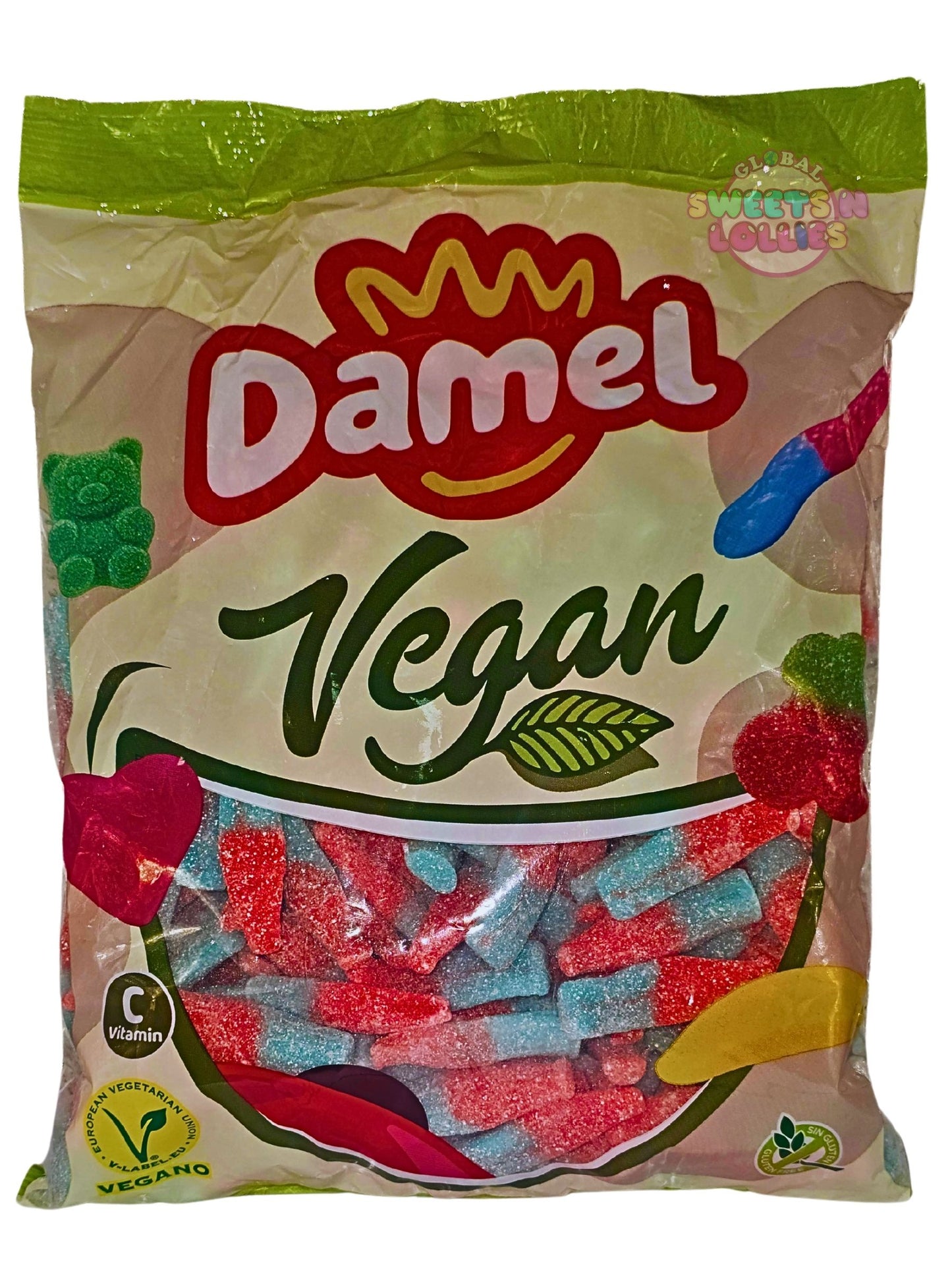 Damel Vegan Sour Bubblegum Bottles 1 Kg