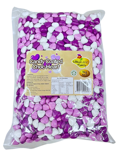 Lolliland Candy Coated Choc Heart Purple 1kg