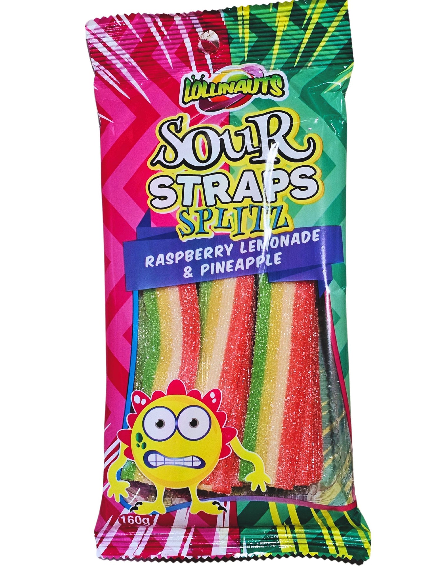 Lollinauts Sour Straps Splitz Raspberry Lemonade & Pineapple 160g