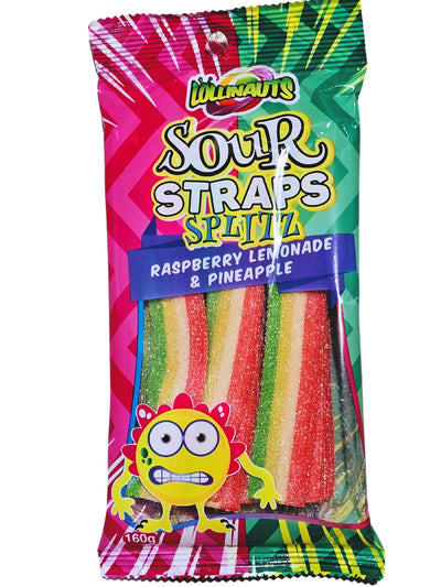 Lollinauts Sour Straps Splitz Raspberry Lemonade & Pineapple 160g