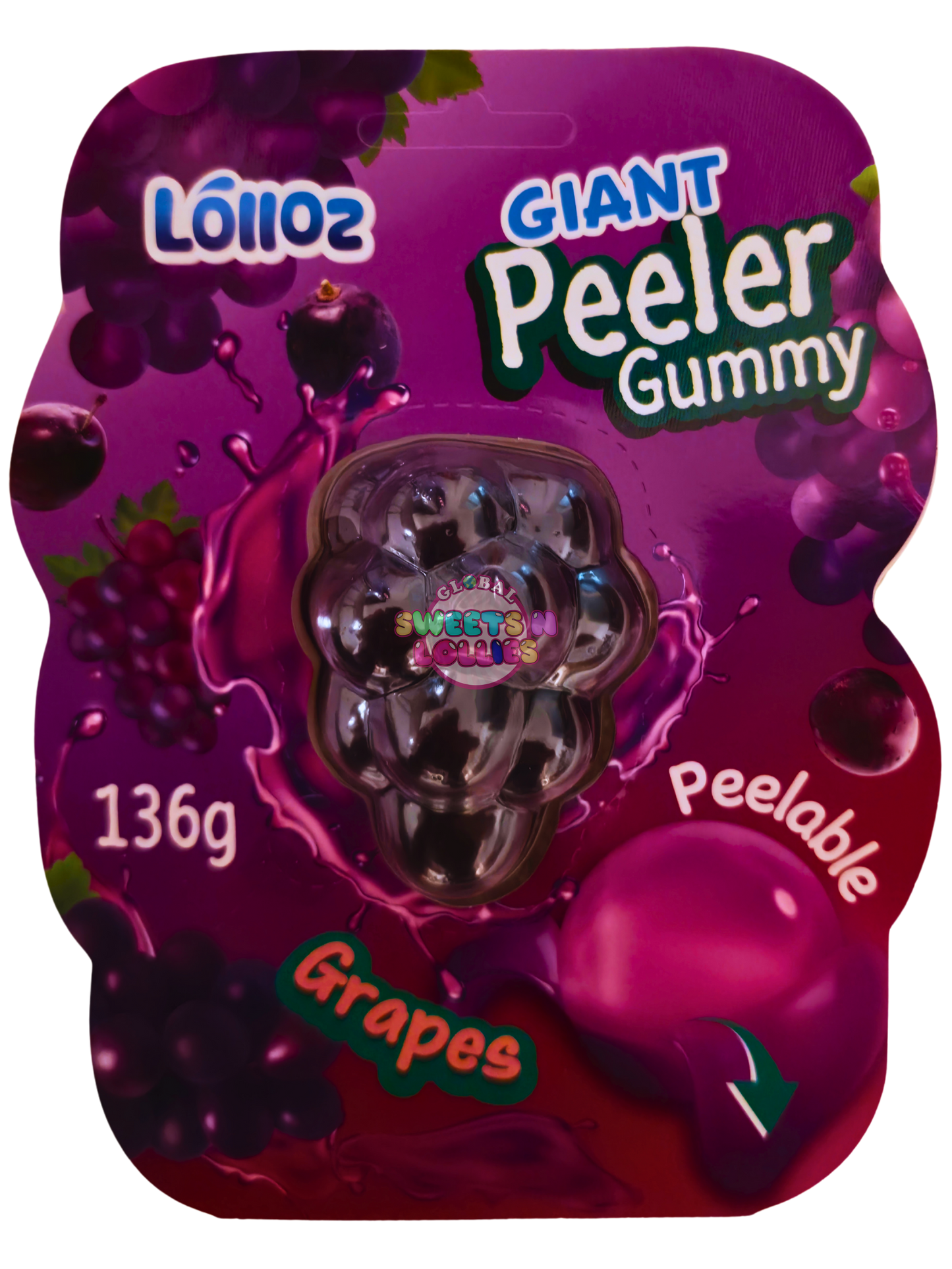 Lolloz Giant Peeler Gummy Grapes | 136g