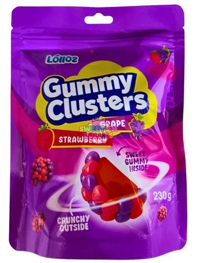Lolloz Gummy Clusters Grape & Strawberry 230g