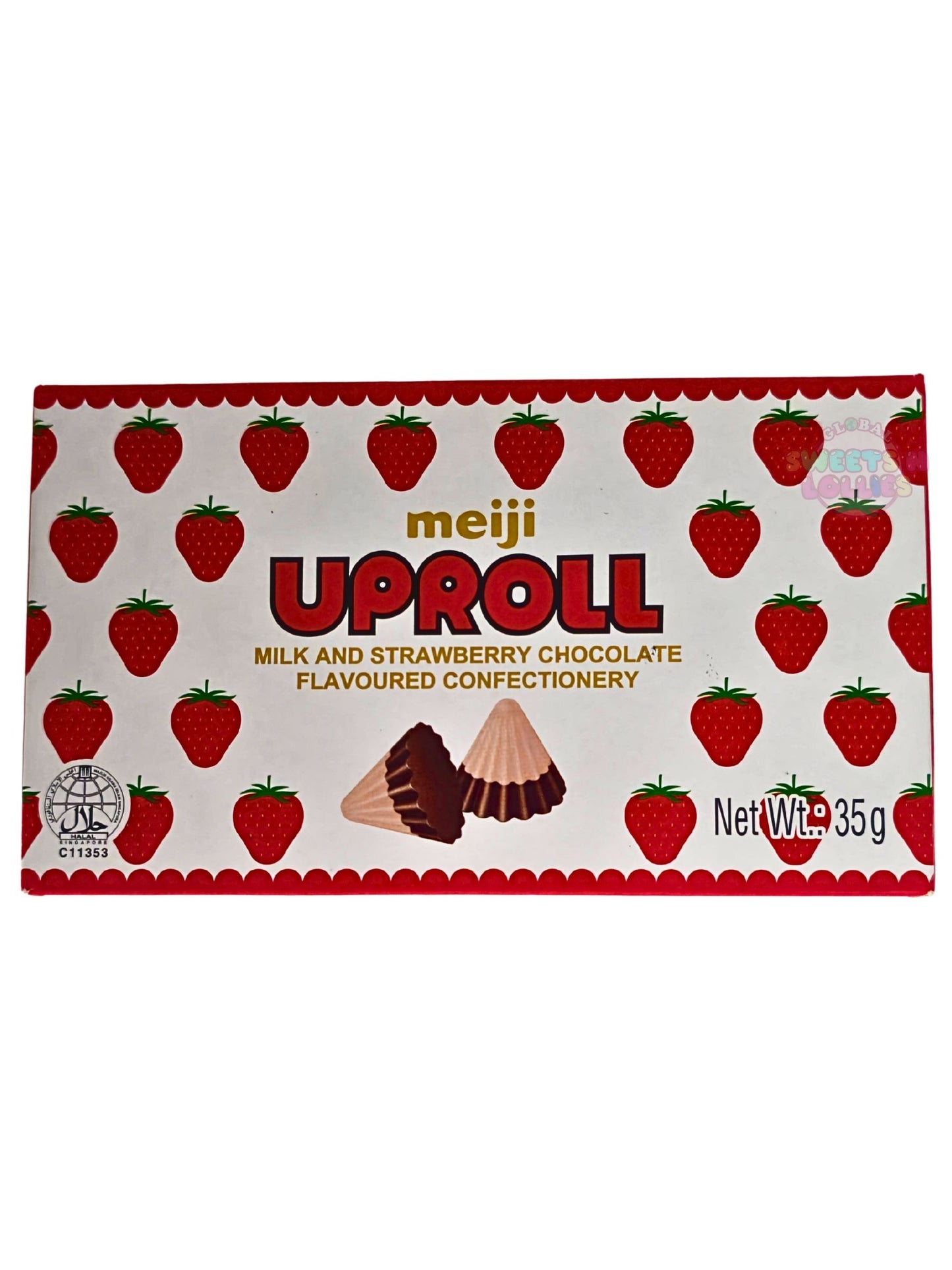 Meiji Uproll Milk & Strawberry Chocolate 35g