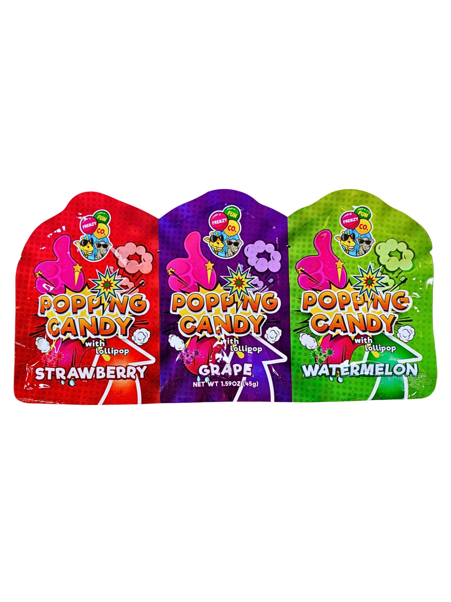 Popping Candy w Lollipop Assorted Flavours 45g