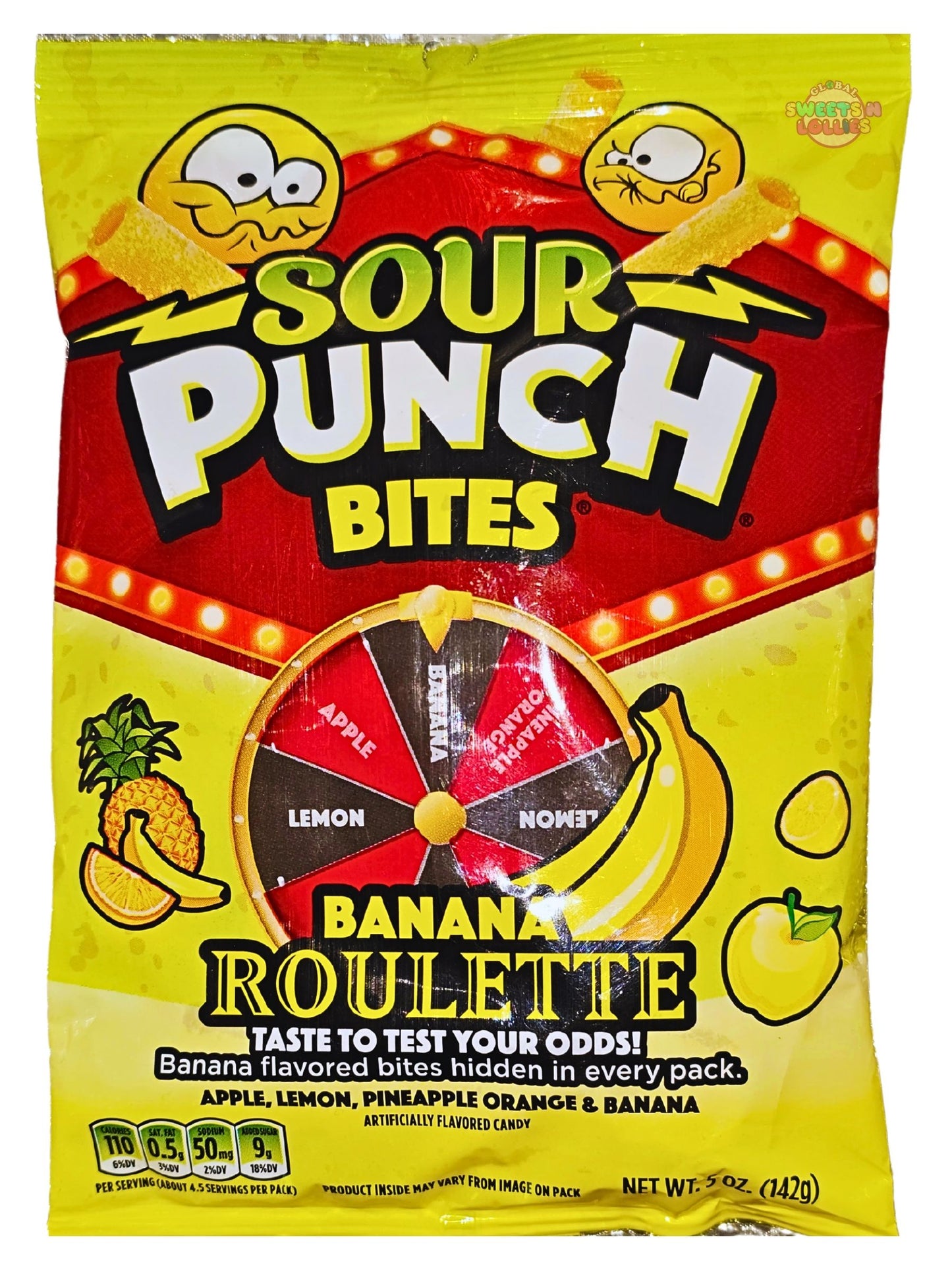 Sour Punch Bites Banana Roulette 142g