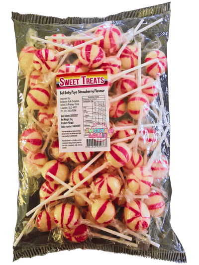 Sweet Treats Ball Lollipops Strawberry 1kg
