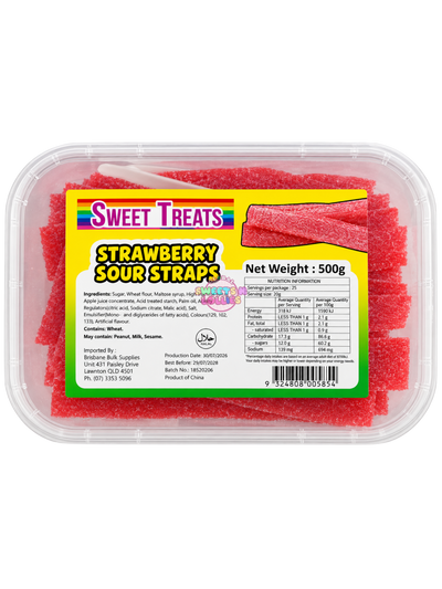 Sweet Treats Strawberry Sour Straps | 500g