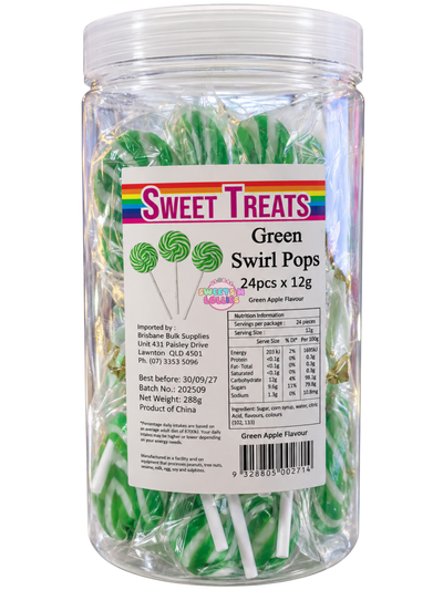 Sweet Treats Swirl Pops Green Apple | 12gx24 288g